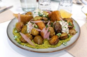 Fish & Peas at Aujourd'hui Demain Cafe in Paris