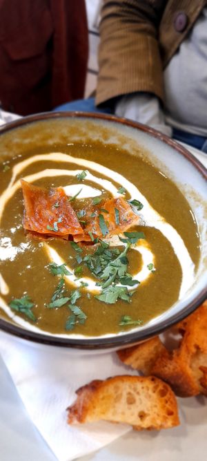Soup of the day at Aujourd'hui Demain Cafe in Paris