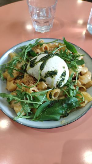 Mac'N'Cheese Pesto Mozza at Aujourd'hui Demain Cafe in Paris