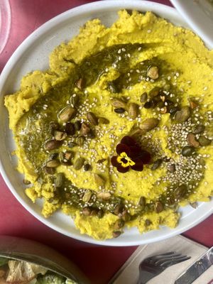 Yellow Hummus   at Aujourd'hui Demain Cafe in Paris