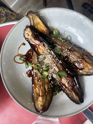Aubergine Yakitori  at Aujourd'hui Demain Cafe in Paris