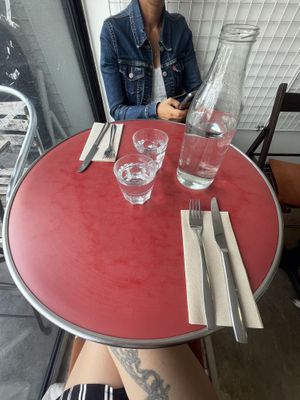 Table  at Aujourd'hui Demain Cafe in Paris