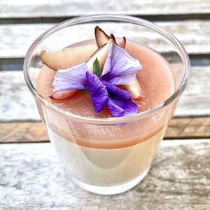 Peach Panna Cotta  at Aujourd'hui Demain Cafe in Paris
