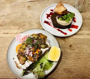 “Gravlax toast” and “sweet and savoury Foigras”  at Aujourd'hui Demain Cafe in Paris