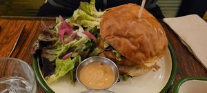 Cali burger. Be careful of the slice of red pepper inside, it's hot! at Aujourd'hui Demain Cafe in Paris