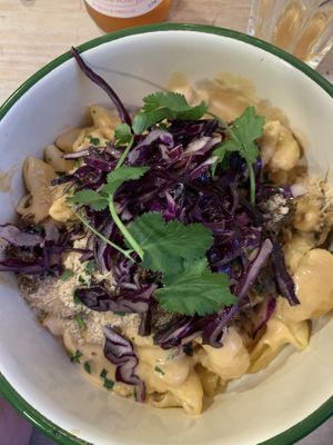 Mac ‘n cheese with carnitas   at Aujourd'hui Demain Cafe in Paris