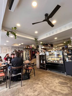 Interior at Aujourd'hui Demain Cafe in Paris
