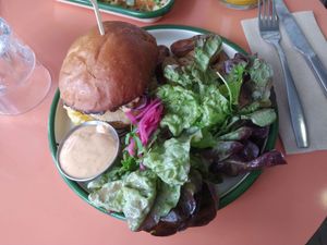 Cali burger, very cool, very little potatoes ... at Aujourd'hui Demain Cafe in Paris