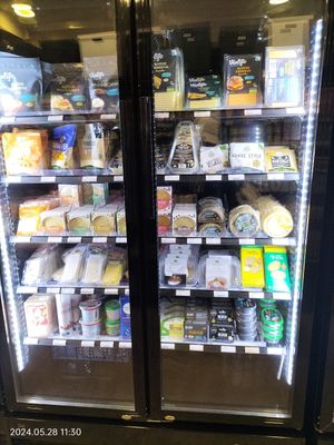 Vegan cheese section at Aujourd'hui Demain Cafe in Paris