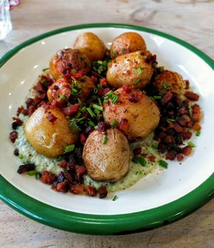 Patatas Sauce Verte at Aujourd'hui Demain Cafe in Paris