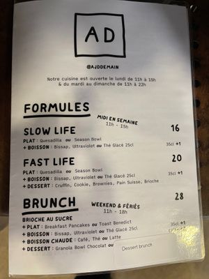 Special offers  at Aujourd'hui Demain Cafe in Paris