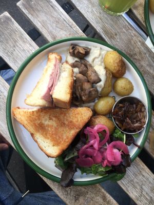  Croque Monsieur Vegan  at Aujourd'hui Demain Cafe in Paris