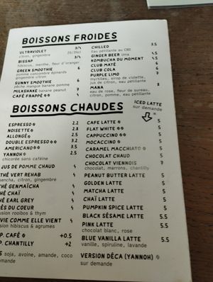 Menu at Aujourd'hui Demain Cafe in Paris
