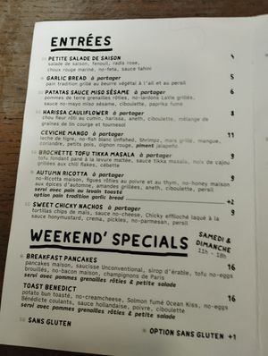Menu at Aujourd'hui Demain Cafe in Paris