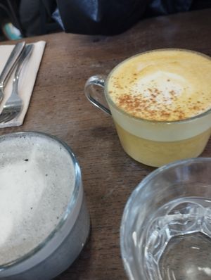 Lattes at Aujourd'hui Demain Cafe in Paris