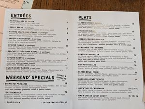 Menu at Aujourd'hui Demain Cafe in Paris