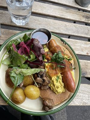 breakfast pancakes 😍😍😍😍😍  at Aujourd'hui Demain Cafe in Paris