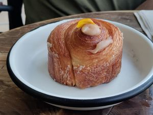 Yummy cruffin at Aujourd'hui Demain Cafe in Paris
