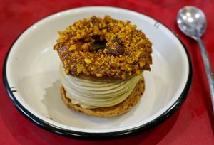 Paris Brest Pistachio at Aujourd'hui Demain Cafe in Paris
