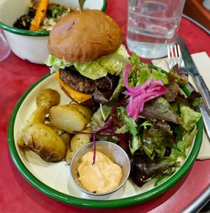 Classic Cheddar Burger at Aujourd'hui Demain Cafe in Paris