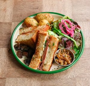 Croque Monsieur Forever 🐽
 at Aujourd'hui Demain Cafe in Paris