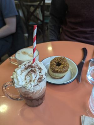 Dessert and drinks at Aujourd'hui Demain Cafe in Paris
