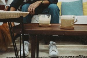 Latte ♥️ at Aujourd'hui Demain Cafe in Paris