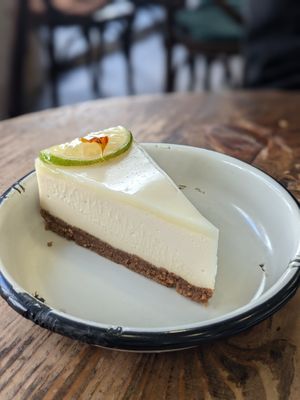 Cheesecake. The best vegan cheesecake in Paris! I'm not sure I've had better anywhere. at Aujourd'hui Demain Cafe in Paris