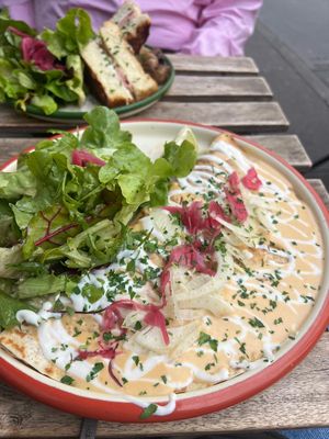 quesadilla chickichurri  at Aujourd'hui Demain Cafe in Paris