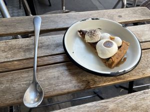 Snicker cake  at Aujourd'hui Demain Cafe in Paris