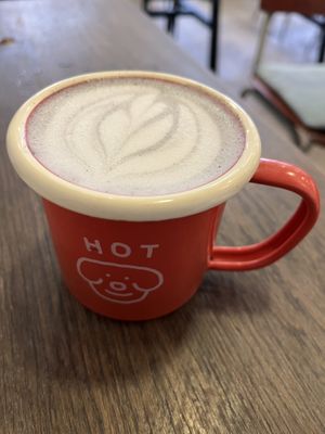 Black sesame latte  at Aujourd'hui Demain Cafe in Paris