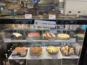 Bakery case  at Aujourd'hui Demain Cafe in Paris