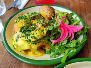 Tofu Benedict at Aujourd'hui Demain Cafe in Paris