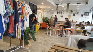 The place at Aujourd'hui Demain Cafe in Paris