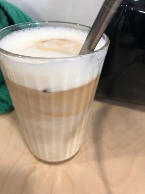 Iced latte at Aujourd'hui Demain Cafe in Paris