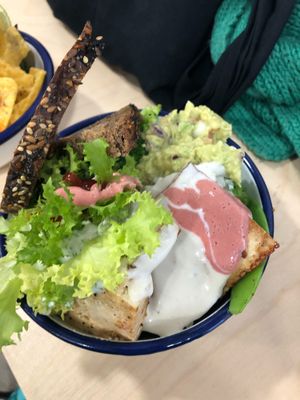 Green bowl at Aujourd'hui Demain Cafe in Paris