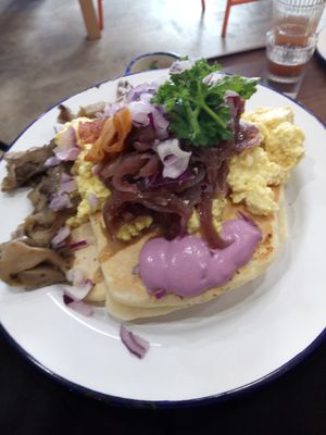 Savory pancakes at Aujourd'hui Demain Cafe in Paris