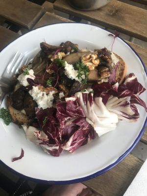 Mushroom toast at Aujourd'hui Demain Cafe in Paris
