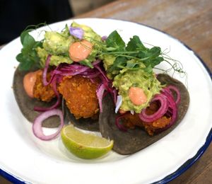 Fried Chicken Tacos at Aujourd'hui Demain Cafe in Paris