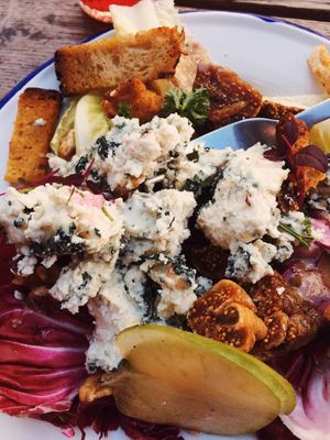 So many cheese for this salad! at Aujourd'hui Demain Cafe in Paris