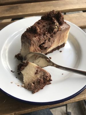 Brownie cheesecake  at Aujourd'hui Demain Cafe in Paris
