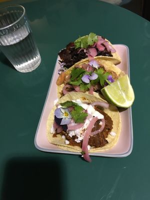Trio tacos at Aujourd'hui Demain Cafe in Paris