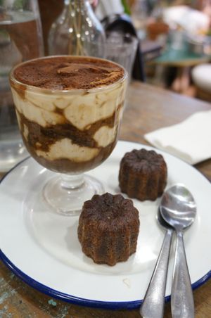 Tiramisu + Canélés at Aujourd'hui Demain Cafe in Paris