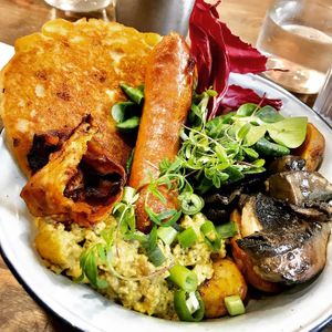 Breakfast bowl  at Aujourd'hui Demain Cafe in Paris