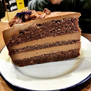 Chocolate cake  at Aujourd'hui Demain Cafe in Paris