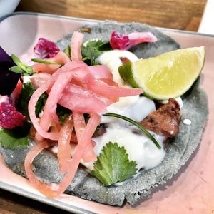 Seasonal bean taco  at Aujourd'hui Demain Cafe in Paris