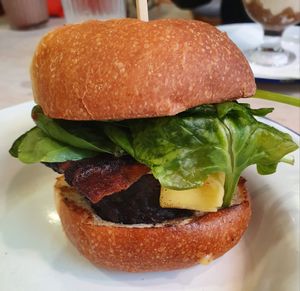 Thee best Beyond Burger ever! at Aujourd'hui Demain Cafe in Paris