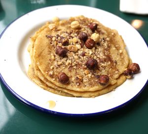 Maple Nut Pancakes at Aujourd'hui Demain Cafe in Paris