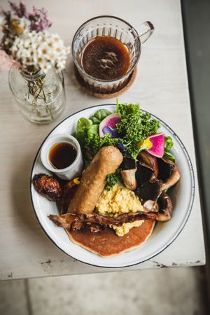 Breakfast Pancakes at Aujourd'hui Demain Cafe in Paris