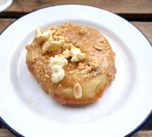 Peanut butter/caramel doughnut at Aujourd'hui Demain Cafe in Paris